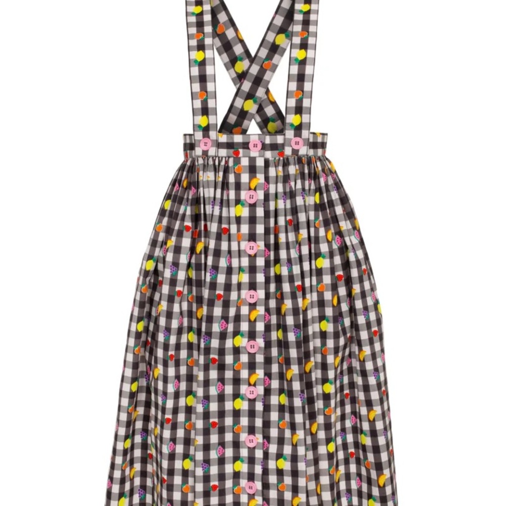 Hell Bunny Black and White Suspenders Classic Skirt